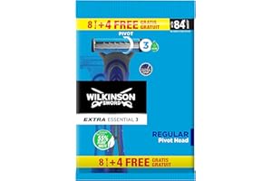 Wilkinson Sword Extra 3 Essential - Zestaw 8 + 4 jednorazowych maszynek do strzyżenia z paskiem smarnym z aloesu - optymalne do pielęgnacji i miękkości twarzy