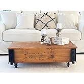 Table Basse Coffre Uncle Joe's Bois Massif – Vintage Shabby 98x55cm