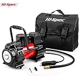 Hi-Spec Compresseur d' Air Portatif 12V Electrique Compresseur Air Numérque 120 PSI avec Lampe LED, 3 Adaptateurs pour Gonfle