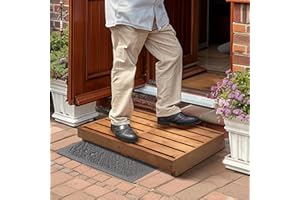 KORETECH Indoor Wooden Step Stool 3.5'' Height, Outdoor Steps with Non Slip Pads, Step for Outside, Safety Stepping Stool for Bathroom, Kitchen, Bed (Oak Color)