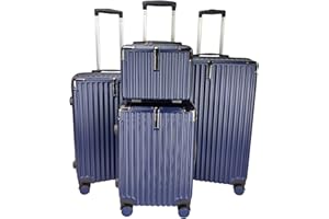 GOODS EMPORIUM Suitcase Set - Cabin Suitcase - Large Medium Small Size Lightweight Suitcases 4 Wheel & Hard Shell - Hand Luggage Bag Flight Carry-ons Travel Cabin Bags (Navy Blue, Set of 4)