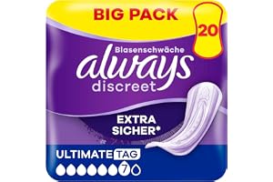 Always diskreta inkontinensinlägg för kvinnor Ultimate Tag 20 stycken extra säker och diskret