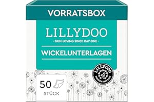 LILLYDOO hautfreundliche Baby Wickelunterlagen 60x 60 cm, 50er Pack (5x10 Stück), Weich, Ohne Parfüme & Lotionen für empfindliche Haut, Dermatologisch getestet