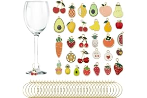 CNYMANY 20 pièces Breloques pour verres à vin, étiquettes avec boucle pour verres à vin, cocktails, dégustations de champagne, cadeaux de fête, décorations