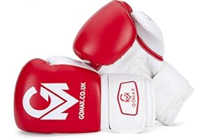 GO MAX GoMax Leather Boxing Gloves 6,8,10,12,14,16 oz Boxing Glove for Training Punching Sparring Punching Boxing Bag Gloves Mitts Muay Thai Kickboxing MMA Martial Arts Workout Gloves