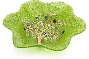 Sospiri Venezia Tidy Tray Ornament Plate Bowl Tree of Life Murano Glass Decorated with Murrines and Gold Leaf Gift Handmade Made in Italy (19x19)
