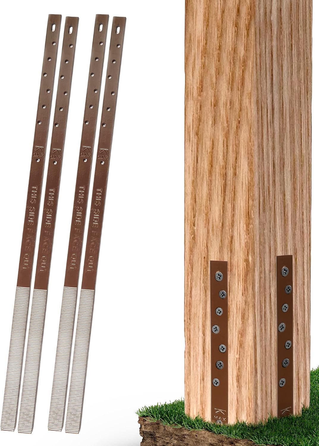 Post Buddy Pack of 4 Easy Fence Post Repair Kit (to Fix 2 Broken Wood Posts), Quick and Simple to Install, Effective, Durable Steel Stakes