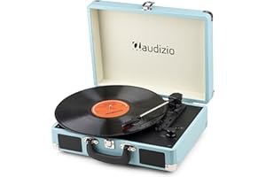 Audizio RP116B Plattenspieler mit Lautsprecher - Vinyl Player 3-Gang Antrieb, Plattenspieler Bluetooth 5.0, Schallplattenspieler mit Riemenantrieb 33/45/78, Auto-Stop, Digitalisieren mit USB, AUX
