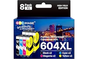 GPC Image 604XL Cartouche d'encre Compatibles pour Epson 604 XL 604XL pour XP-2200 XP-2205 XP-3200 XP-3205 XP-4200 XP-4205 WF-2910 WF-2930 WF-2950 (2 Noir, 2 Cyan, 2 Magenta, 2 Jaune, 8-Pack)