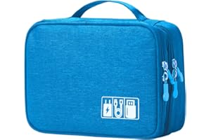RAPECOTT Elektronische Tasche, Kabel organizer tasche, Elektronik organizer, kabel tasche, kabel reise organizer,sd usb tasche, universal travel Kabel elektronik Zubehör,Organizer Case für Handy (3layer,blau)