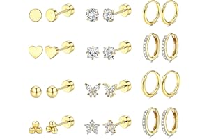 Diamday 12 Paia Orecchini Donna Acciaio Chirurgico Orecchini Set Oro Orecchini Cerchio Piercing Orecchio Ipoallergenica Helix Cartilagine Orecchino Donna Orecchini Cerchio Piccoli Multi Piercings