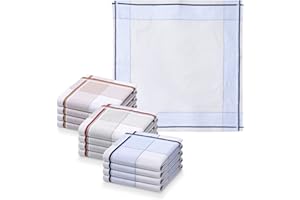 JEMIDI Pañuelos Hombre de algodón - Juego 12x pañuelos Tela Hombre de Colores para Bolsillo Nariz para Caballero - Pañuelos de Tela Cuadrados 40x40 cm - Lavables a máquina