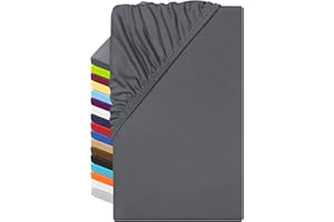 ‎NPLUSEINS npluseins Microfaser Spannbettlaken – atmungsaktiv und Allergiker geeignet 1519.2192, 90-100 x 200 cm, anthrazit