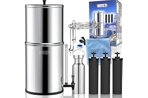 BAYTIZ ® Purificateur d'Eau à Gravité 8.5 Litres - Filtre à eau Robinet & Pluie au Charbon Actif compatible Berkey - Fontaine à Eau Filtrante Camping & Survie Distributeur Filtres Cuve British Water