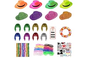 ICONAT Party Deko Fotobox Accessoires,Foto Requisiten Party Zubehör für Hochzeit,Halloween,Weihnachten,Tischdeko Geburtstag,Karneval, Silvester Deko (94 Stück - A)