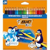 BIC Kids Aquacouleur Back to School Watercolor Paint Effect Pencils, Pack of 24