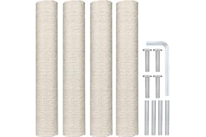 KINBOM 4 szt. Zapasowy Slupek dla Kota, 40 cm Zamiennik Drapaka dla Kota ze Srubami M8 Drapak dla Kota Sizal dla Kociat Drapak dla Kota Wieza