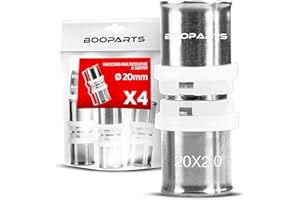 BOOPARTS - 4 pezzi - raccordo multistrato 20-20 a crimpare contorno TH - manicotto multistrato uguale - raccordo idraulico per tubo multistrato 20