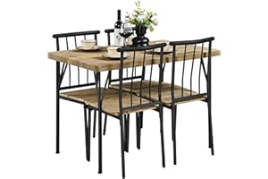 Yaheetech Juego de Mesa de Comedor con 4 sillas, Juego de Comedor Rectangular para 4 Personas, Juego de Mesa de Cocina para Comedor, Sala de Estar, terraza, Color marrón