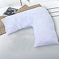 CHILIMILII Quilted V Shaped Extra Filled Multi-Purpose Support Pillow- Virgin hollow Fibre Filled orthopaedic/Nursing Support V Pillow with 100% Poly Cotton Cover- 74 x 34cm