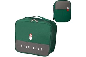 ANSHUKE Borsa per medicinali, molto capiente, per l’uso domestico, da portare con sé, impermeabile, per viaggi, beauty (in verde, grande e piccola)