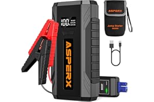 ASPERX 2000A Jump Starter Power Pack(8.0L Gas or 6.5L Diesel), Car Battery Booster Jump Starter with Jump Leads, LED Flashlight & LCD Display, Jump Pack for 12V Vehicles Pickup SUV Motorcycle Van