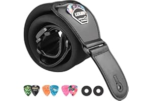 LEKATO Bassgurt für E-Gitarre und Bass, 7,6 cm breit, gepolsterter Gitarrengurt, verstellbare Länge von 114,3 cm bis 139,7 cm, Bass-Gitarrengurt