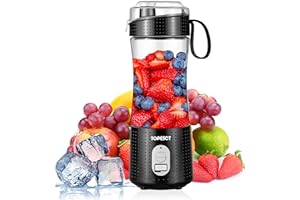 ‎TOPESCT TopEsct Tragbarer Mixer, Smoothie Maker to go– Mobiler Standmixer/Elektrischer Mini Saftmixer Sechs Klingenin 3D-Anordnung für hervorragendes Mixen,13oz USB Wiederaufladbarer Juicer (Schwarz)
