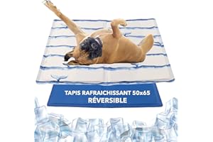 DONKID Tapis Rafraichissant Chien et Chat 50 x 65 cm - Tapis Fraicheur avec Gel Non-Toxique, Résistant Aux Rayures des Animaux Domestiques - Plongeon en Mer et Bleau - Taille M 50x65