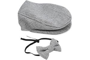 Hztyyier Puntelli per Fotografia per Bambini Berretto Piatto Mensile Servizio Fotografico per Ragazzo Abiti Berretto Piatto per Neonato Cappello da Gentiluomo Papillon(#1)