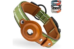 COLLARDIRECT Airtag obroża dla psa, odblaskowa obroża dla psa Apple Air Tag, dla dużych, średnich i małych psów (zielona, XL, 51-61 cm)