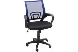 Homely - Silla Oficina, Estudio, Escritorio PRACTIK, Base giratoria con Ruedas, Regulable en Altura, Sistema SINCRO de inclinación, tapizado Tejido 3D Negro, 58x55x87-97 cm, Respaldo Color Azul