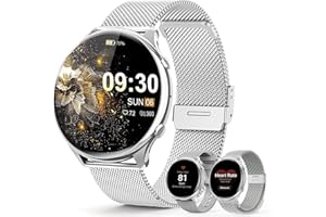 elfofle Smartwatch damski z funkcją telefonu, ekran dotykowy TFT HD 1,39", wodoszczelność IP67, 120 Sport SpO2, pulsometr, cykl menstruacyjny, monitor snu, zegarek na rękę do iOS Android, srebrny