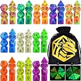 Amiven Glow in The Dark DND Zar Seti 11 x 7 &Ccedil;ok Y&uuml;zl&uuml; Zar (77 adet) Dungeons and Dragons Masa &Uuml;st&uuml; Rol Yapma Oyunları, İpli &Ccedil;
