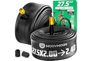 MOOVMOOV Chambre à Air 27.5 Pouces - pour Pneus 27.5x2.0 / x2.10 / x2.125 / x2.15 / x2.20 / x2.25 / x2.30 / x2.35 / x2.40 (ETRTO de 47-584 à 64-584) - Valve Schrader - Lot de 2 - pour Vélo et VTT