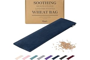 ‎QOMFOR Körnerkissen Mikrowelle - Wärmekissen Weizen und Lavendel gefüllt 48 x 15 cm - Weiches Fleece Wärmekissen Mikrowelle zur Schmerzlinderung, Nacken Schulter, Rücken - Dunkelblau