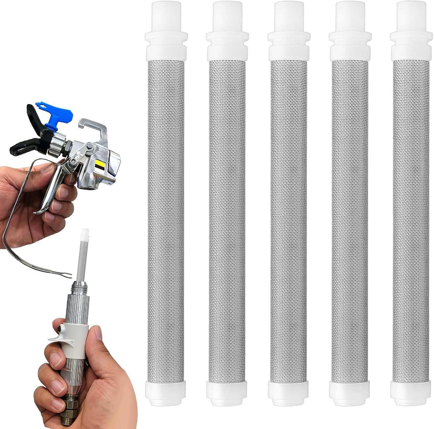 5 Unidades de Malla de 60 Airless Pistola Pintura Filtro para Wagner, Malla Fina de Acero Inoxidable Elementos de Filtro de Pistola de Pulverización Airless para Wagner Paint Spray Gun