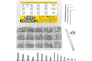 JOCAHULFX 874 Stk M2 M2.5 M3 Innensechskant Sechskantschrauben Muttern Set, Senkkopfschrauben Set, Gewindeschrauben mit Muttern Set, Flachkopfschrauben Maschinenschrauben Sortiment Schraubenset