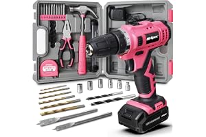 Hi-Spec 30-delars uppsättning verktyg för hemmet och gör-det-själv med 12v sladdlös borr/skruvdragare. Gör hål och skruva sna