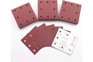 Sruhrak 50 Pièces Feuilles Abrasives, 110x115mm Papier a Poncer 180 Grains Papier Abrasif pour Bosch Ponceuse Vibrante Polir et Enlever La Rouille