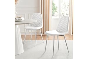 Furniturebox UK Dining Chairs Set of 2 - Corona Faux Leather Chairs For Dining Room - Modern Dining Chairs with Luxurious Silver Chrome Legs (2x White Silver Chairs)