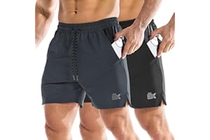 ZENWILL Pack de 2 Drylite Pantalones Cortos Ligeros Deporte Hombre,Short Gym Running para Gimnasio, Pantalón Corto Ejercicio Hombre Secado Rápido