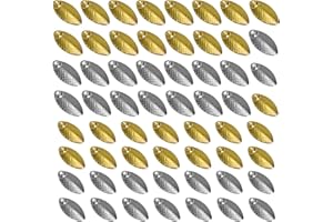 Akamino 60 Pcs Gold and Sliver Fishing Lures Making Kit, Fishing Spoons Rigs Spinner Blades Baits DIY Acceessoires for Hard Lures Worm Spinner Baits Spoons Rigs Making, 2 Size