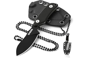 Omesio - Cuchillo de cuello EDC con funda Kydex, hoja completa de acero D2 y mango G10