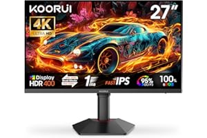 KOORUI G2741L Ecran pc Gamer 27 Pouces, Dual Mode 4K UHD 3840x2160 at 160Hz et FHD at 320Hz Gaming Ecran, Fast IPS 1ms HDR 400, 2xHDMI 2.1 & DP 1.4, Adaptive Sync, Réglable en Hauteur