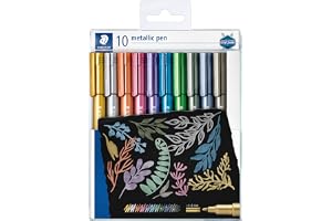 STAEDTLER 8323 Metallicpennor – 10 färger, 1–2 mm | Täckande metallic fiberspets på papper – skrivande, dekorering & scrapboo