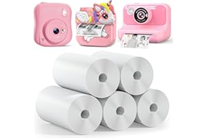 HANGRUI 5 Rolls Kids Camera Printing Paper, Zero Ink Refill Photo Printer Paper Compatible with Most Kids Camera Instant Print,Refill Print Paper for Kids Camera (Length: 2.16 inch. Width: 1.1 inch)