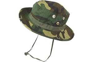 QHIU Chapeau de pêcheur Tactique Boonie Protection Solaire Vision Camouflage pour Camping randonnée pêche Homme Unisexe