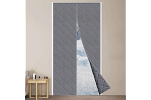 AMBESTY Cortina de Puerta Magnética con Aislamiento Térmico Magnética Cortina de Puerta Autoabsorbente para Balcón Sala Estar, Impermeable Insonorizante Aislamiento, Algodón Oxford Espesado (Gris, 210*90cm)