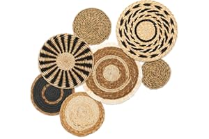 GATPHY 7 Stück Wandkörbe, Bohemian, handgefertigt, Wanddekoration, aus Rattan, rund, Rattan, Wanddekoration, Tischsets für Schlafzimmer, Esszimmer, Büro